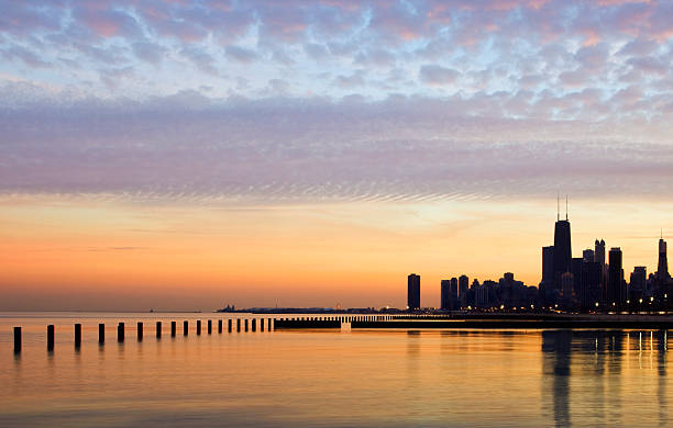 istock Panoramic shot of Chicago coast at sunset 184983826
