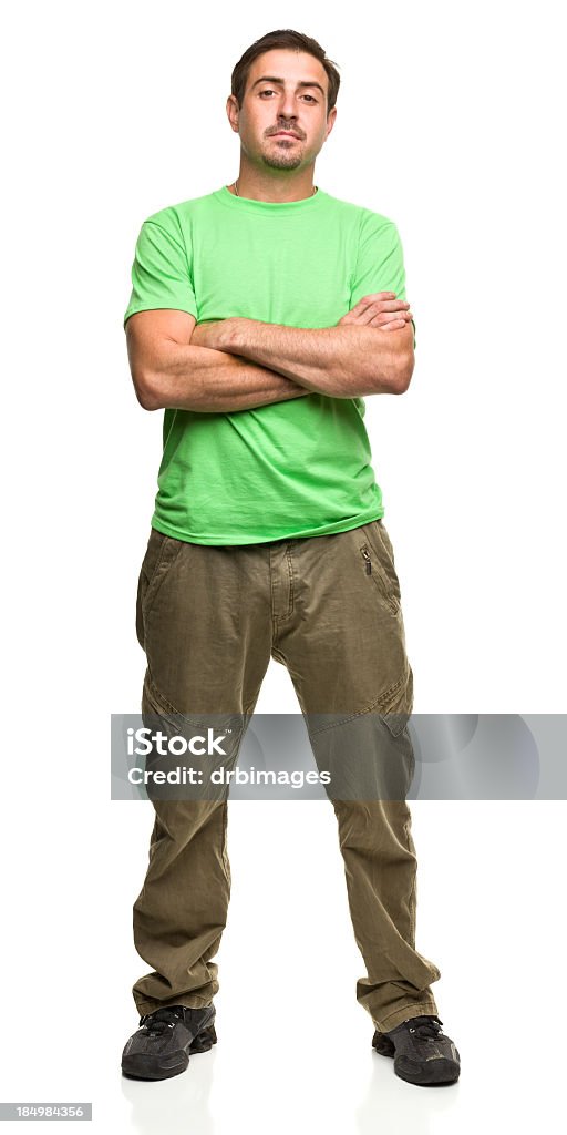 Tough Man Standing With Arms Crossed Portrait of a man on a white background. http://s3.amazonaws.com/drbimages/m/as.jpg Full Length Stock Photo