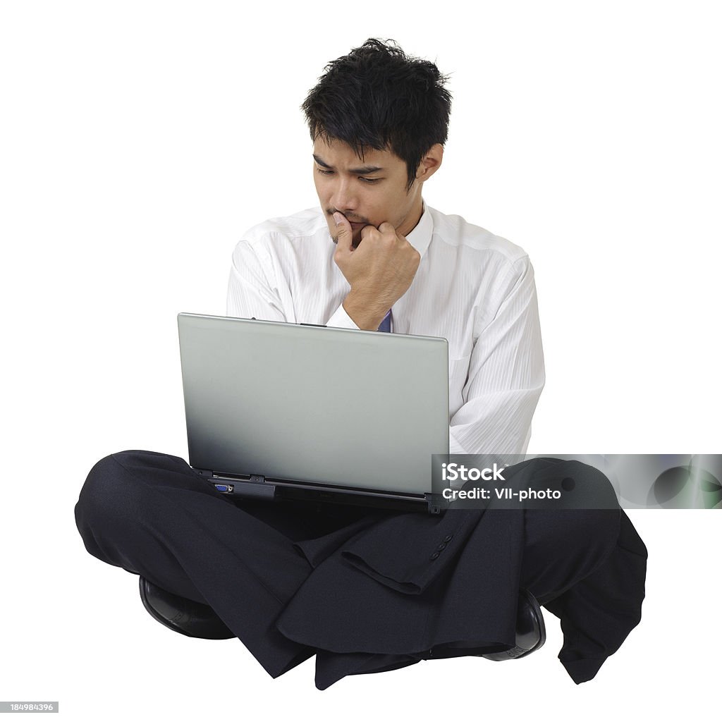 Homem de Negócios asiático usando computador portátil - Royalty-free Adulto Foto de stock