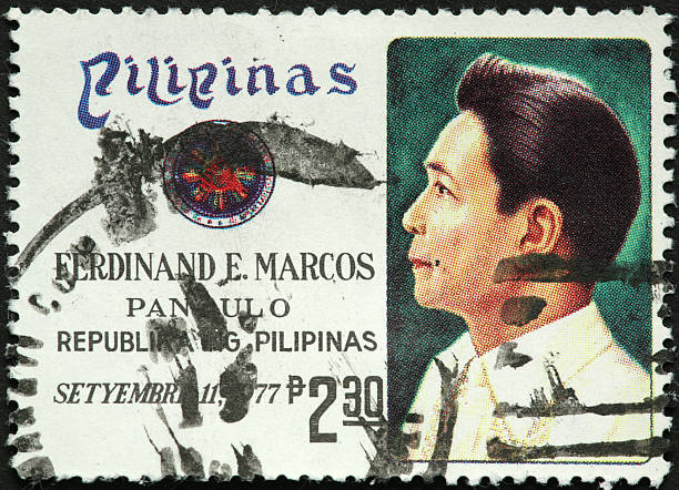 presidente das filipinas ferdinand marcos em um selo postal - president postage stamp profile usa imagens e fotografias de stock