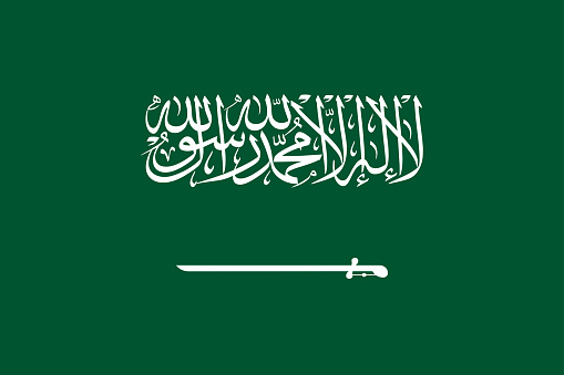 Saudi Arabia flag. Correct proportion aspect ratios of national flags. Official colors. Vector illustration EPS10