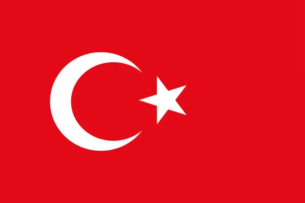 Vector illustration of Turkey flag. Correct proportion aspect ratios of national flags. Official colors. Vector illustration EPS10