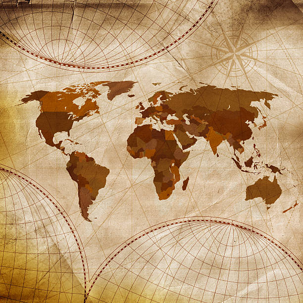 istock Old world map in shades of brown and white 184984740