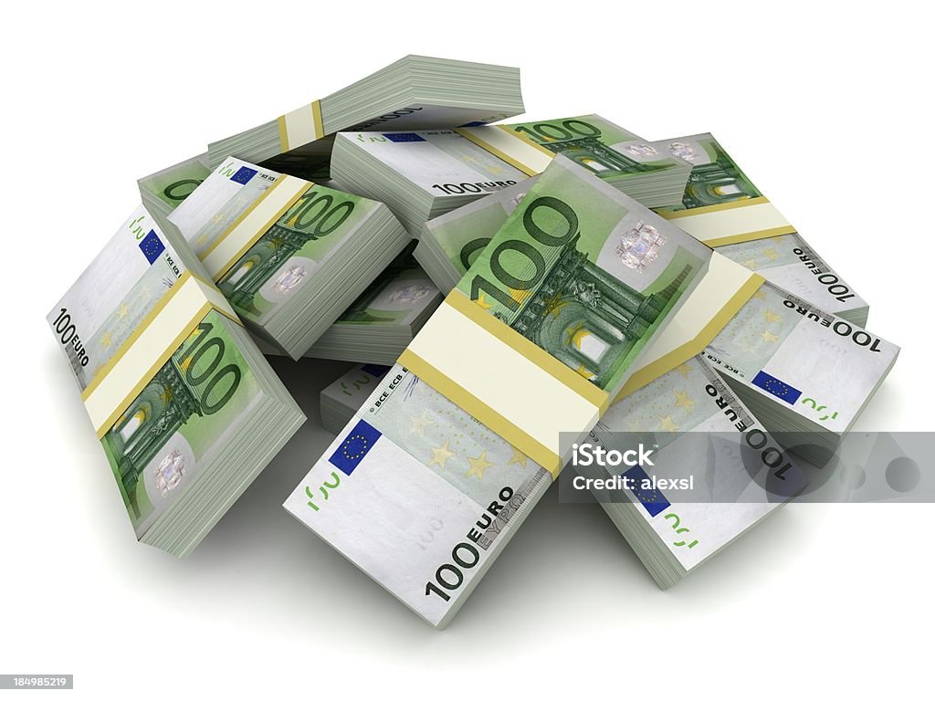 Denaro Pile Euro - Foto stock royalty-free di Valuta dell'Unione Europea