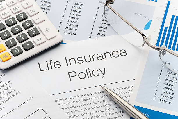 Close up of Life Insurance Policy stock photo
