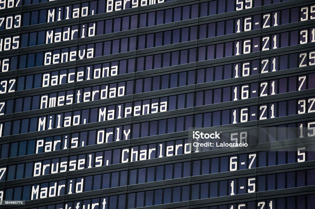 Arrival Departue Board Airport Stock Photo