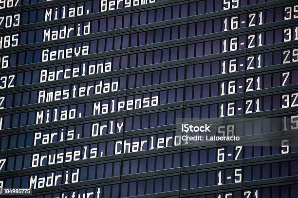 Arrival Departue Board Stock Photo - Download Image Now - Airport, Arrival Departure Board, Madrid