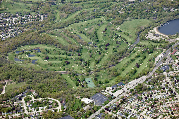 istock Golf Course Aerial with Surrounding Neighborhoods 184986130