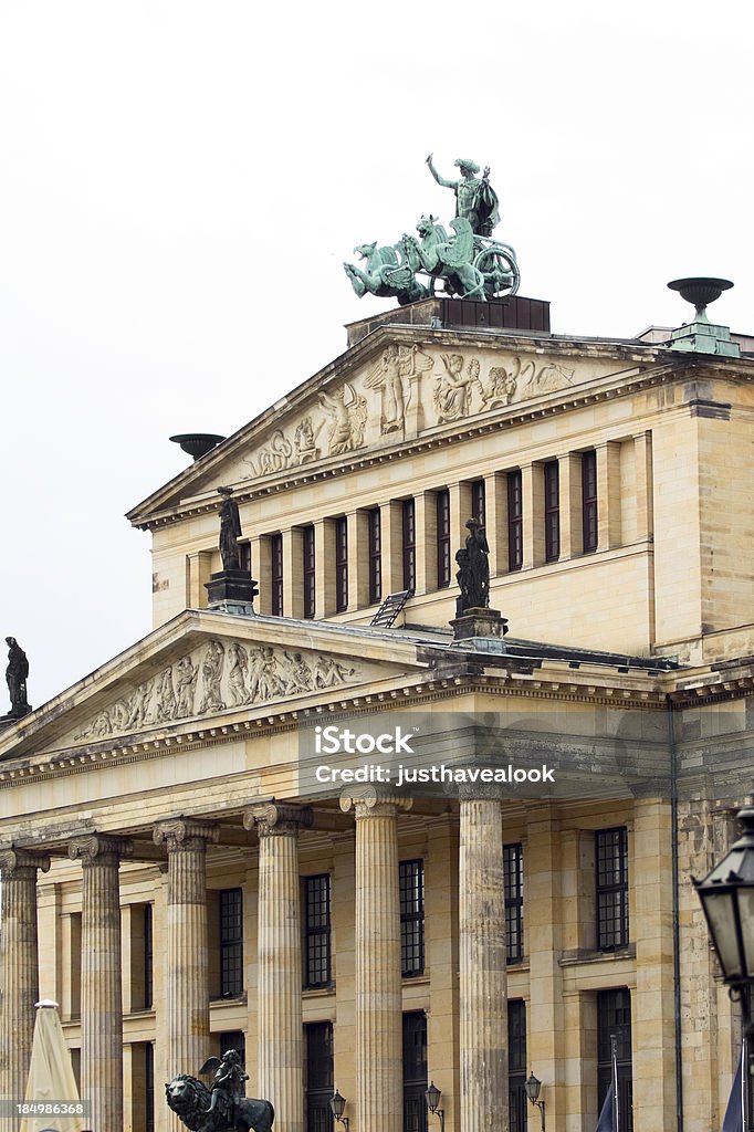 Schauspielhaus Berlin "Schauspielhaus Berlin at square Gendarmenmarkt, most beautiful square in Berlin centrally located. Schauspielhaus was built in 19th century by architect Karl Friedrich Schinkel and opend in 1821." Architectural Column Stock Photo