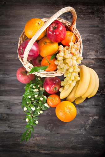 Fresh fruits in a wicker basket