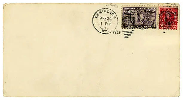 Photo of Special delivery envelope from Lexington, Kentucky, 1931