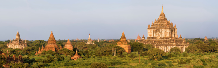 Panoramic view of ancient temples in Bagan, Myamar (Burma), Asia. 110MPix, XXXXL - this panoramic landscape is a very high resolution multi-frame composite and is suitable for large scale printing