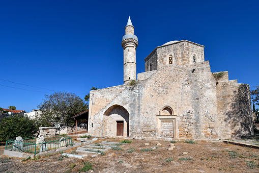 Cyprus, Agia Sophia Mosque and graves in old town of Paphos aka Pafos - city was European Capital of Culture in 2017