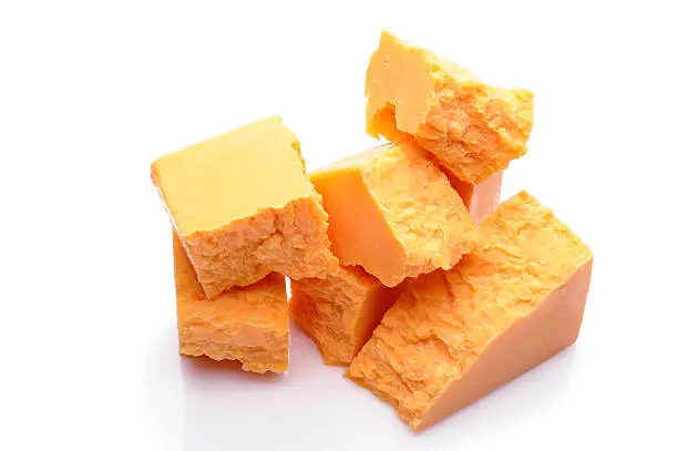 Blocks of Cheese on White Background