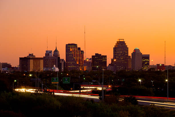 istock San Antonio skyline and highway at dusk 184988002