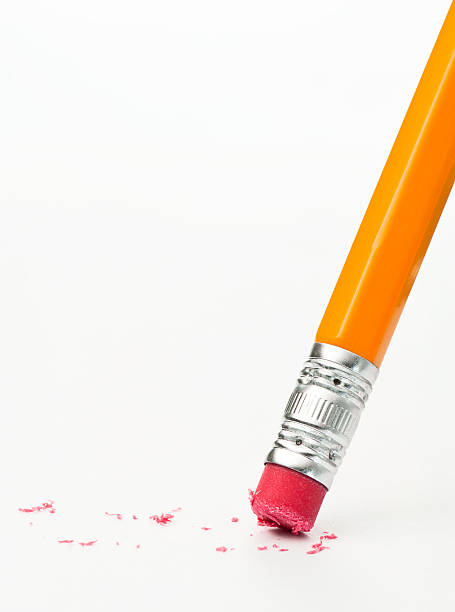 Pink eraser of a pencil against white surface and background Pencil Eraser eraser photos stock pictures, royalty-free photos & images