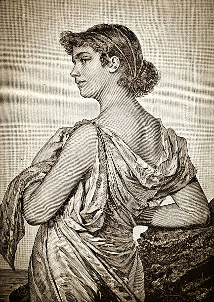 молодая женщина-викторианский стали гравировка - etching beautiful entertainment industry stock illustrations