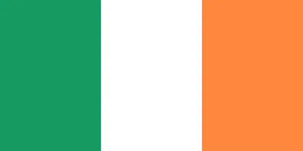 Vector illustration of Ireland flag. Correct proportion aspect ratios of national flags. Official colors. Vector illustration EPS10