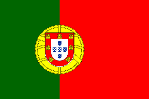 Portugal flag. Correct proportion aspect ratios of national flags. Official colors. Vector illustration EPS10