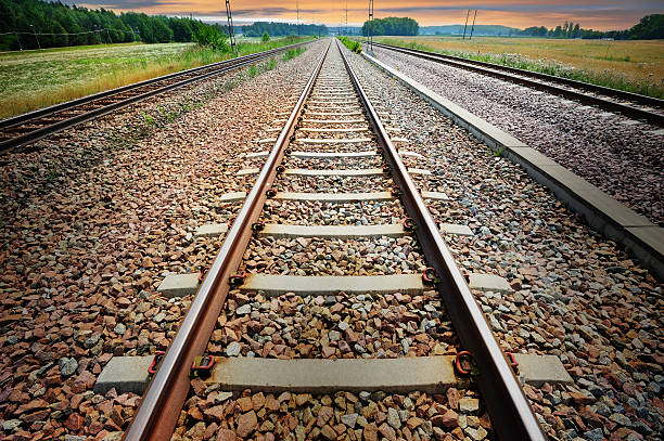 istock Railroad track in the evening 184988373