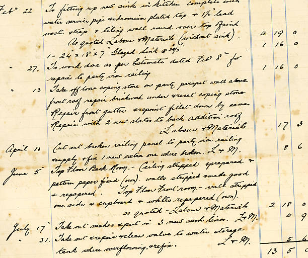 istock Part of a British builder's bill from the 1930s 184988744