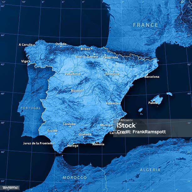 Испания Города Топографические Карты — стоковые фотографии и другие картинки Балеарские острова - Балеарские острова, Вид со спутника, Европа - континент