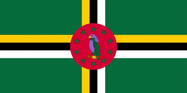 Vector illustration of Dominica flag. Correct proportion aspect ratios of national flags. Official colors. Vector illustration EPS10