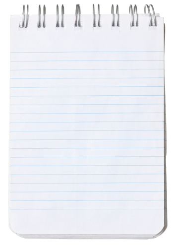 Image of spring small notepad  (list of groceries). Isolated on white and clipping path included. Write your own comment/text/phrase on copy space.