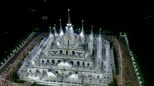 Hyperlab aerial view of Visakabucha day, There is traditionally lighting of candle, circumambulation and meditation to pay homage to the Lord Buddha, At Asokaram Temple