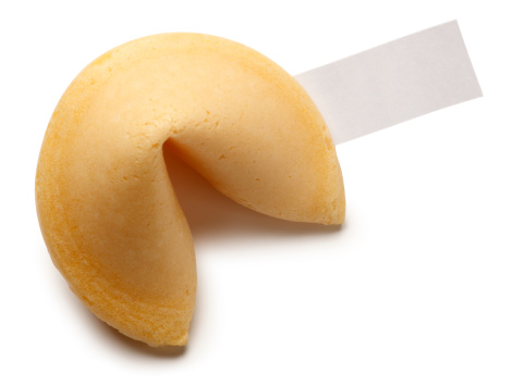 A blank fortune sticking out from a fortune cookie.Please see some similar pictures from my portfolio: