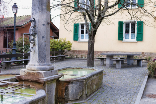 Old healing Thermal Water Fountain in Mill Colonnade, Karlovy Vary, Czech Republic