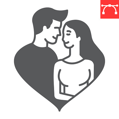 Love couple glyph icon, valentines day and relationship, couple in love vector icon, vector graphics, editable stroke solid sign, eps 10.