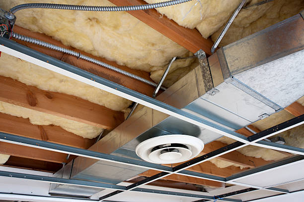 Heating Ductwork in Office Space Being Remodeled stock photo
