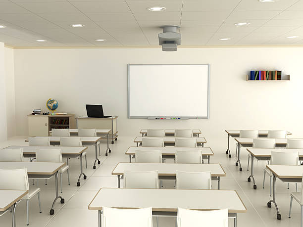 sala de aula com quadro branco interativo - blackboard desk classroom education - fotografias e filmes do acervo