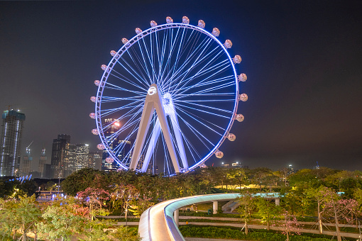 Shenzhen Qianhai Free Trade Zone cityscape at night