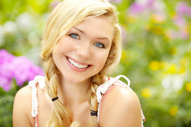istock Pretty girl in a blossoming garden 184991755