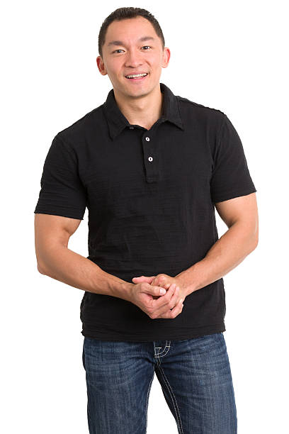 陽気な男性で留められた手 - polo shirt ストックフォトと画像