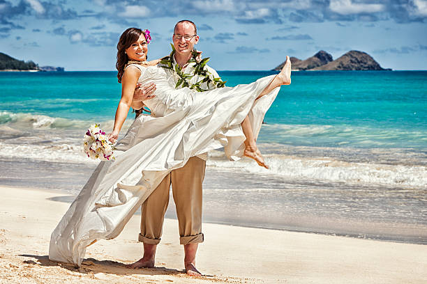 istock Young Couple Just Married in Hawaii 184992305