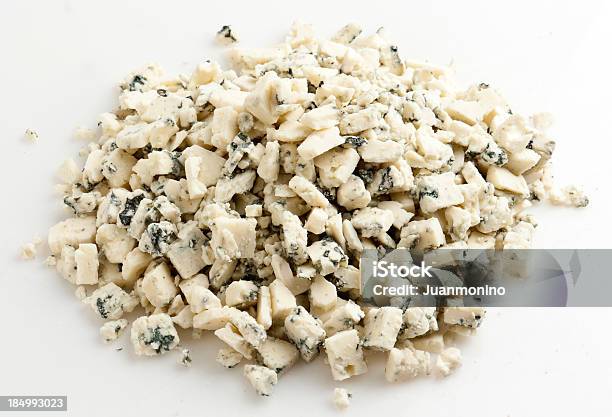 Heap Of Crumbled Blue Cheese Stock Photo - Download Image Now - Blue Cheese, White Background, Cheese