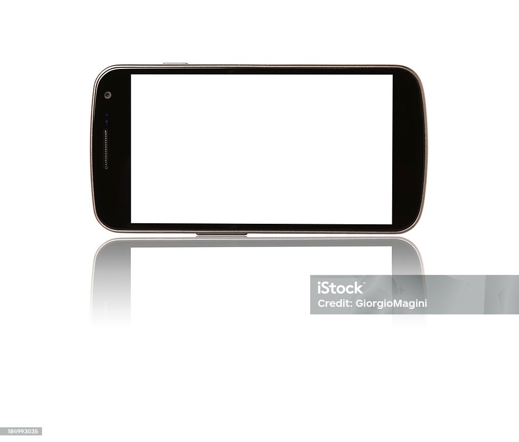Teléfono inteligente con pantalla en blanco grande (Clipping path (Borde de corte - Foto de stock de Aparato de telecomunicación libre de derechos