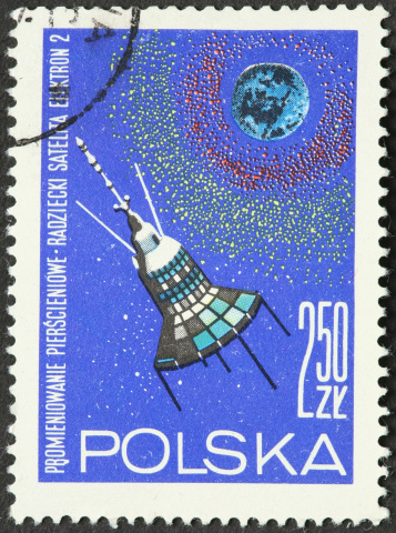 Soviet satellite on an old Polish postage stamp