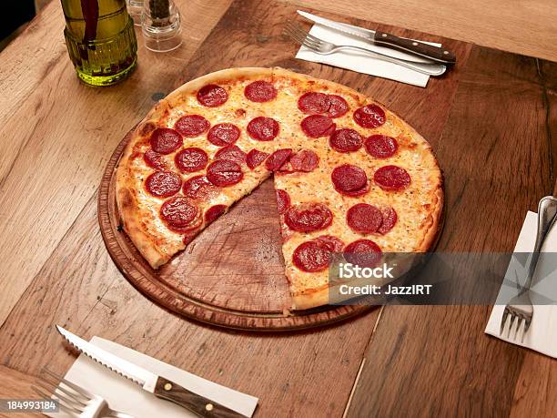 Pepperoni Pizza Stock Photo - Download Image Now - Baked Pastry Item, Cheese, Circle