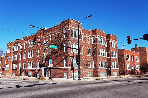 Edwardian apartment building in Greater Grand Crossing, Chicago  south stock pictures, royalty-free photos & images