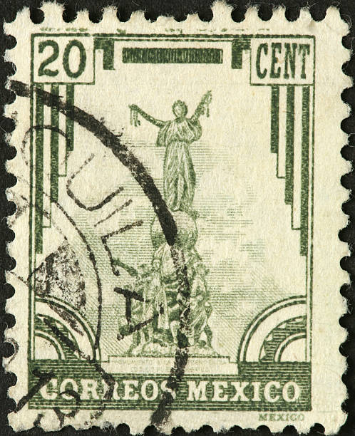 istock statue and monument of an old Mexican postage stamp 184993769