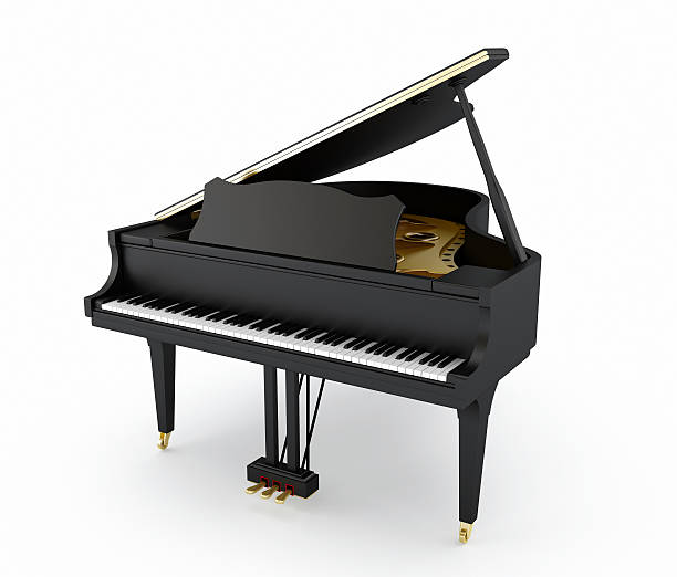 Black grand piano Black concert piano isolated on white. (Please note that clipping path will be available in the largest file size purchase.)Similar images: grand piano stock pictures, royalty-free photos & images