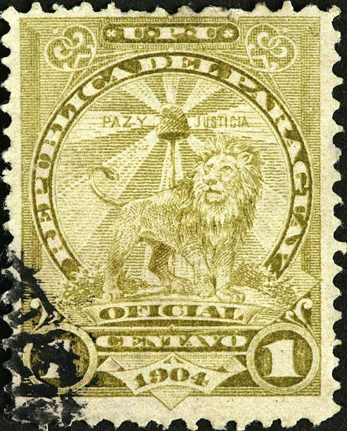 istock lion on 1904 Paraguay postage stamp 184994635