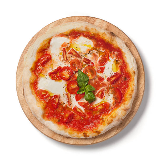 istock Italian pizza with fresh tomato and buffalo mozzarella, white background 184994720