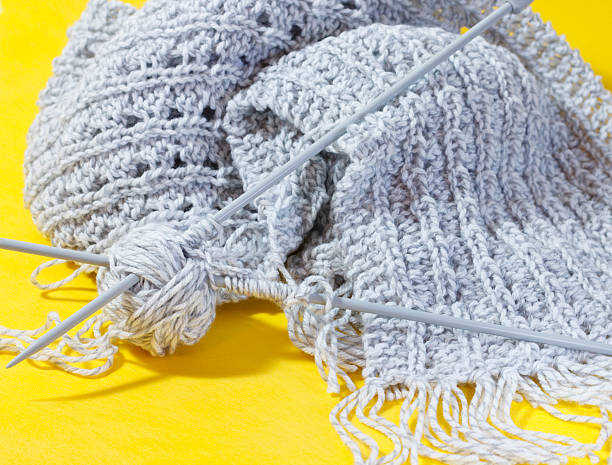 istock Knitting Scarf On Yellow Background 184994735