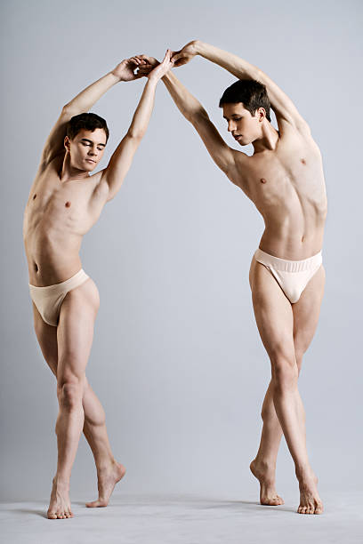 Two men dance stock photo