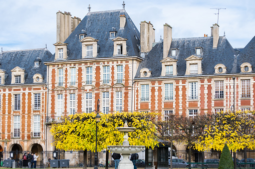 Paris, France, 12th of December 2023, Place des Vosges in marais area of Paris,